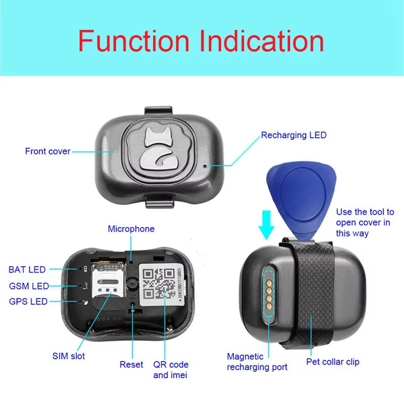 4G Gps Tracker for Dog Locator Waterproof Anti-Lost Device Smart Phone Object Finder Small Alarm Pet Anti-Theft