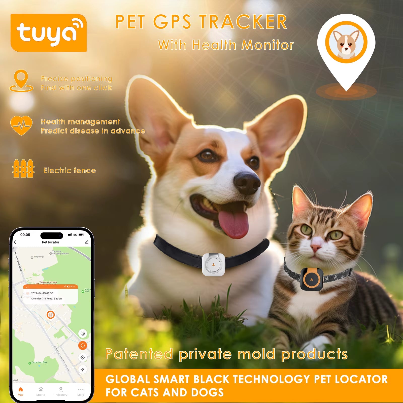 Mini 4G Tracker for Pet Real-Time Positioning Smart GPS Tracker Anti-Loss 4G SIM Card APP Control Cat Dog Neck Ornament