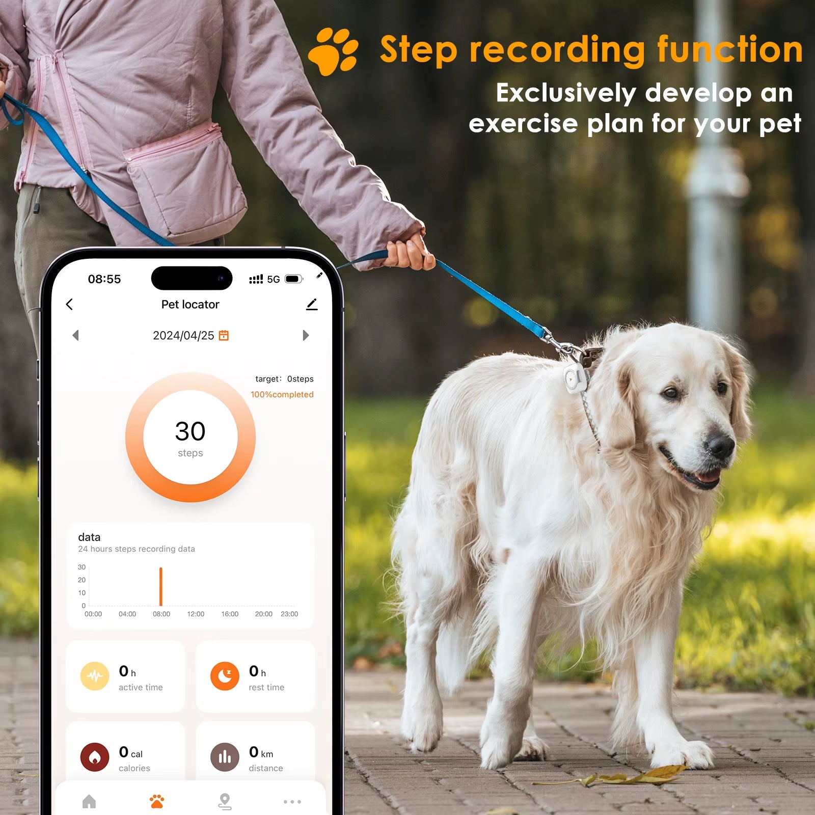 Mini 4G GPS Pet Tracker Waterproof Universal Fit for Any Collar Health Monitoring Virtual Dog Fence Compatible with Ios Android