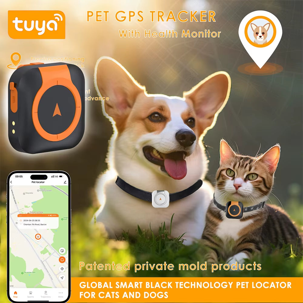 Mini 4G GPS Pet Tracker Waterproof Universal Fit for Any Collar Health Monitoring Virtual Dog Fence Compatible with Ios Android