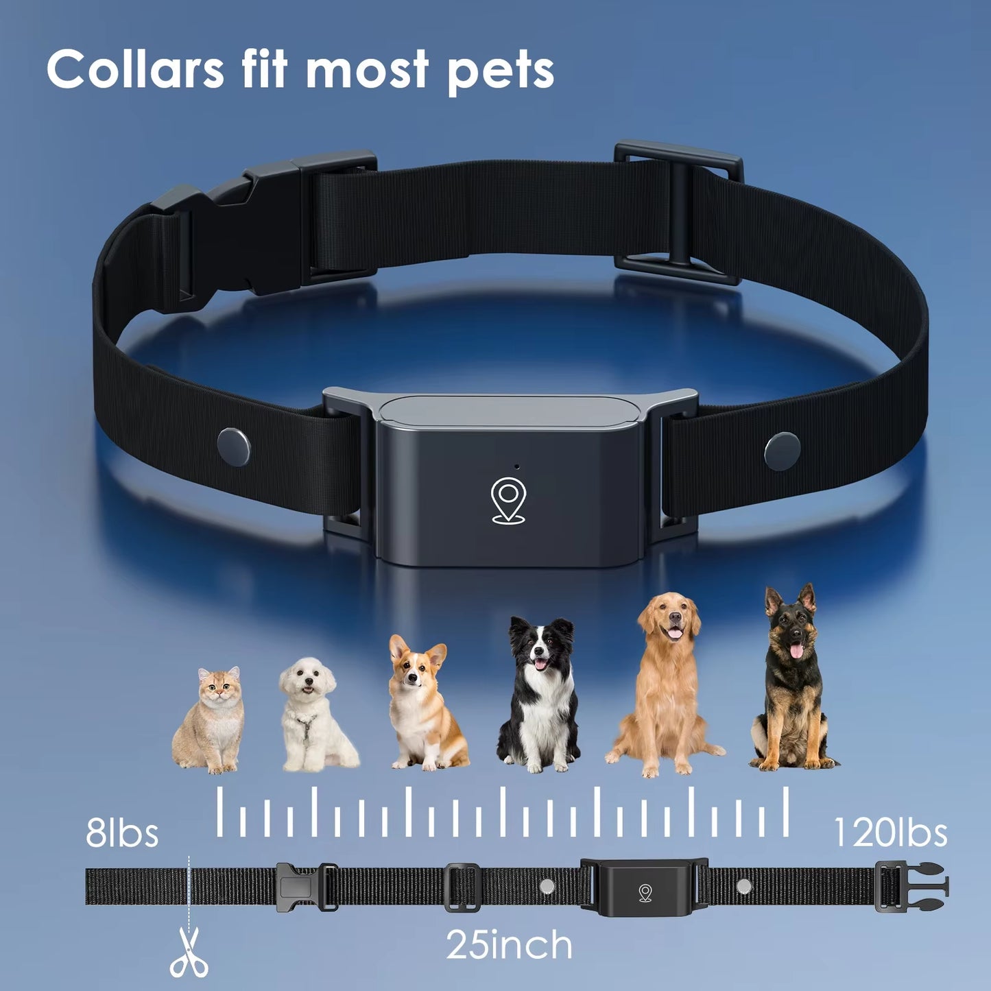 4G Pet GPS Tracker for Dog Cat, Fashion Neck Collar Smart Location, Real Time Long Standby Anti-Loss Tracker for Ios Android