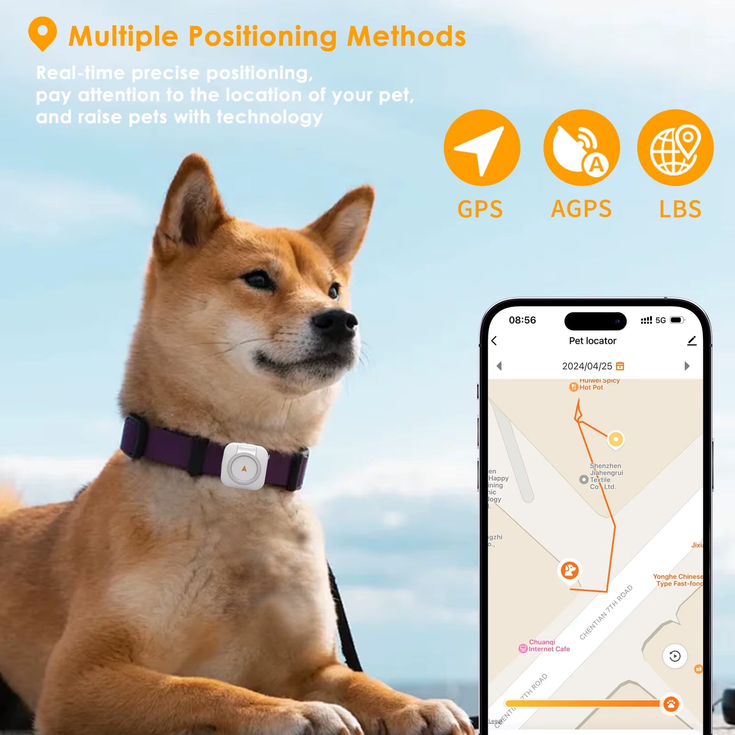 Mini 4G Tracker for Pet Real-Time Positioning Smart GPS Tracker Anti-Loss 4G SIM Card APP Control Cat Dog Neck Ornament