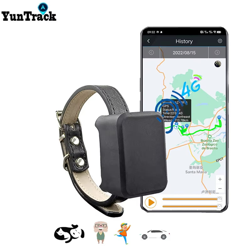 4G Mini GPS Tracker Dogs Pet Kids Personal Car Locator Anti-Lost Tracking Device Voice Monitor GSM GPRS Online Free Website APP