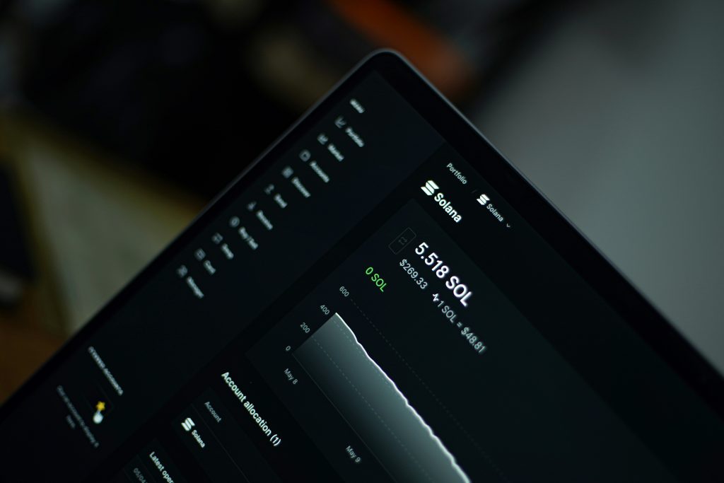 Solana market dashboard on a screen