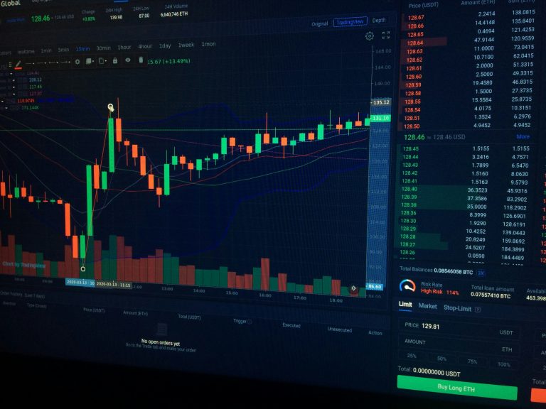 Cryptocurrency candlestick chart on a trading terminal