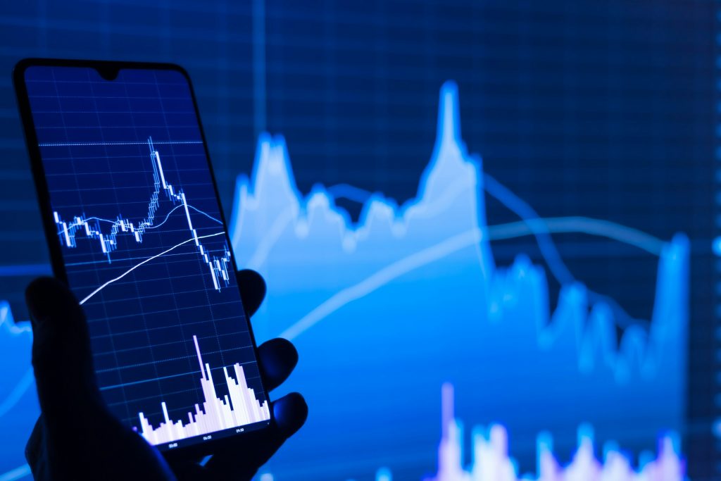 Financial chart displayed on a smartphone