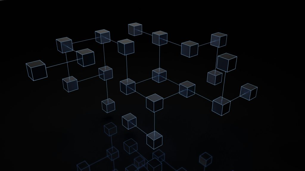 Dark connected cube visualization of a decentralized network