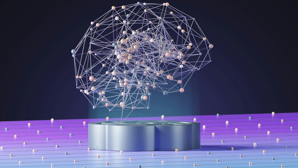 Abstract connected network nodes above a digital platform