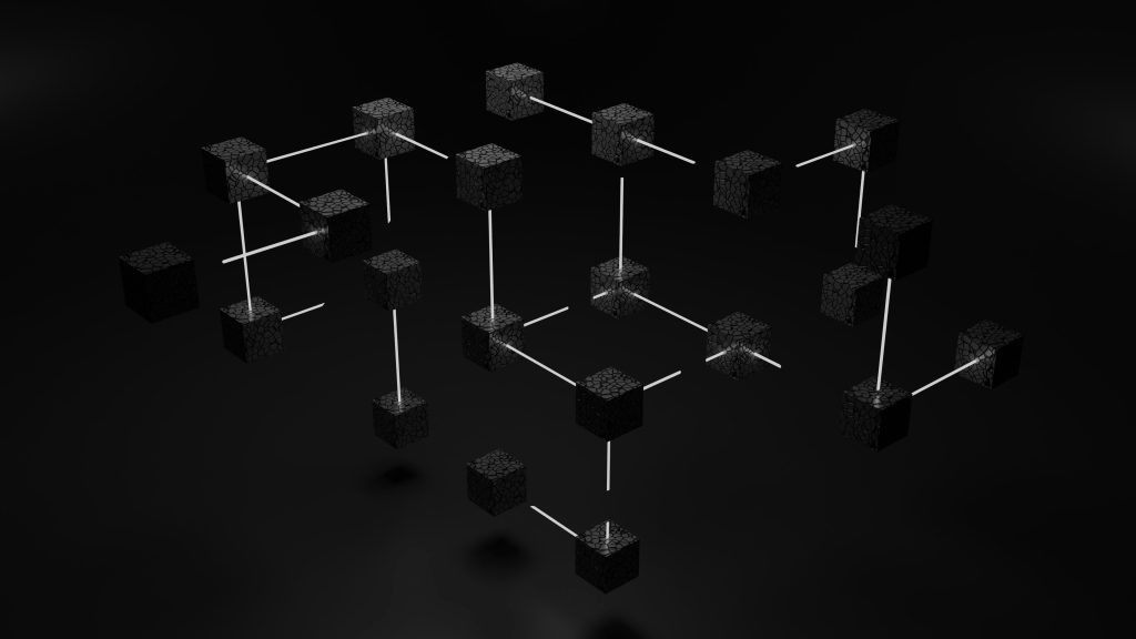 Dark distributed ledger network made of connected blocks
