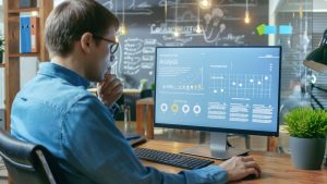 Financial analyst reviewing charts and statistics for NetNapz Ethereum technical analysis