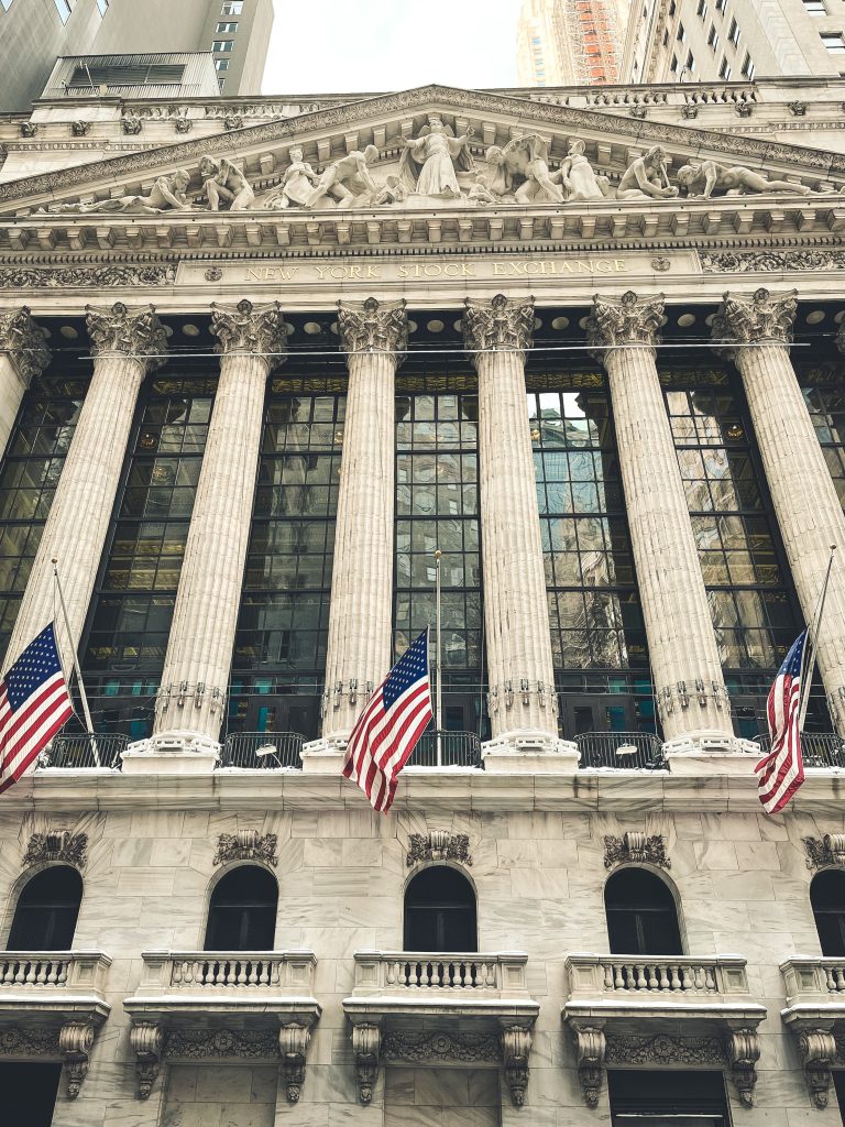 New York Stock Exchange building representing listed equity financing