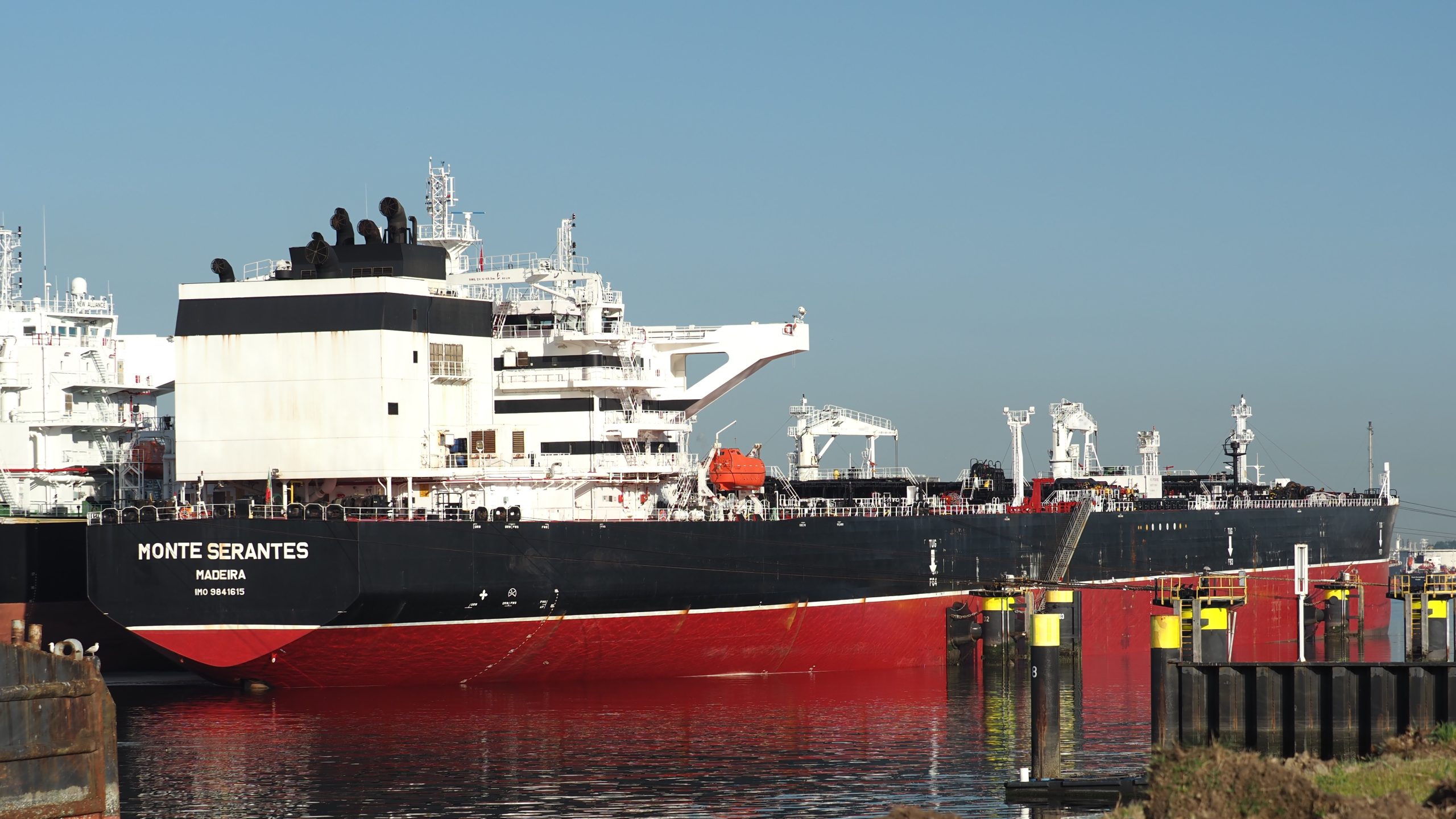 Crude oil tanker in a shipping channel