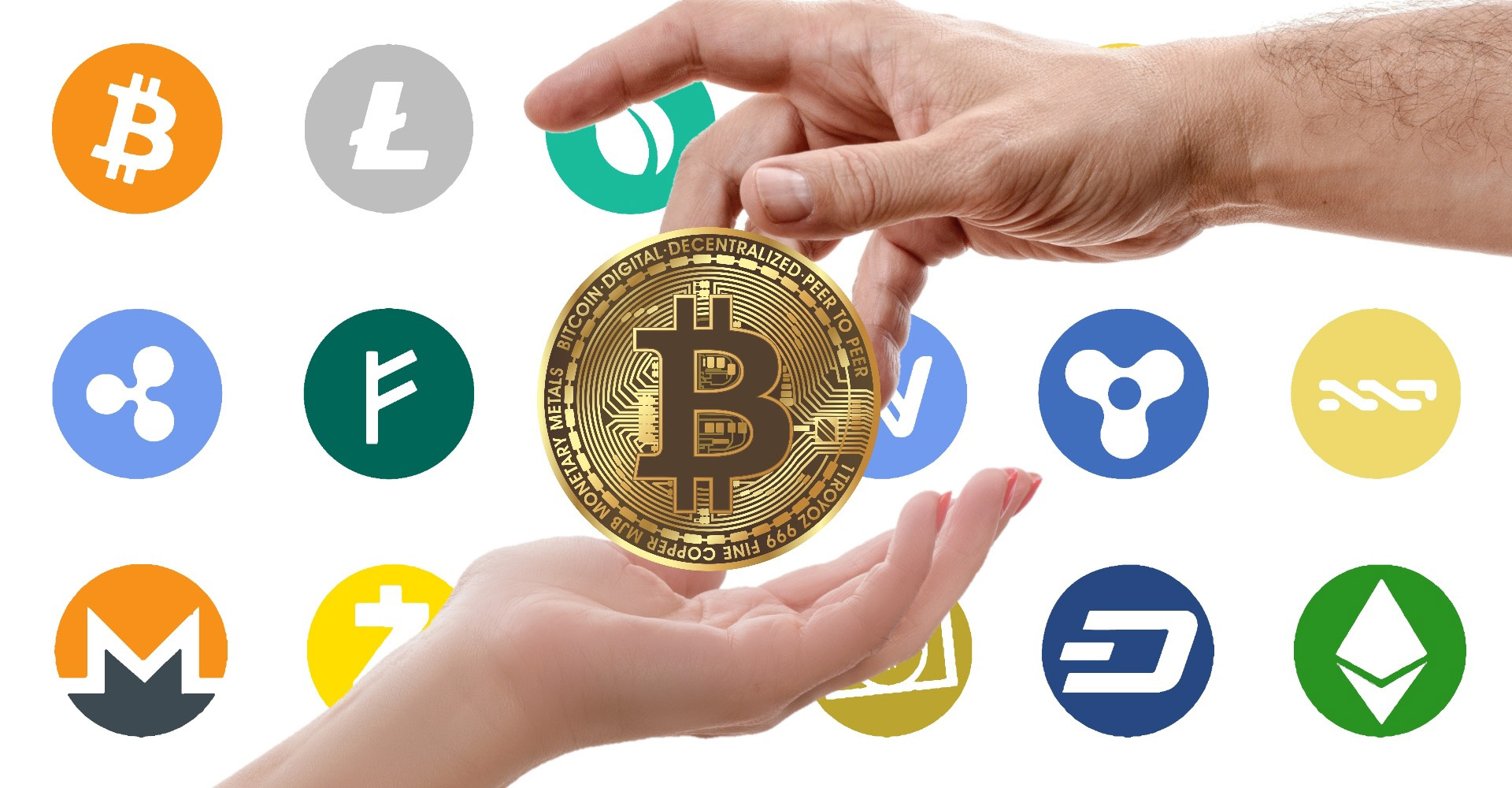 Collection of cryptocurrency symbols