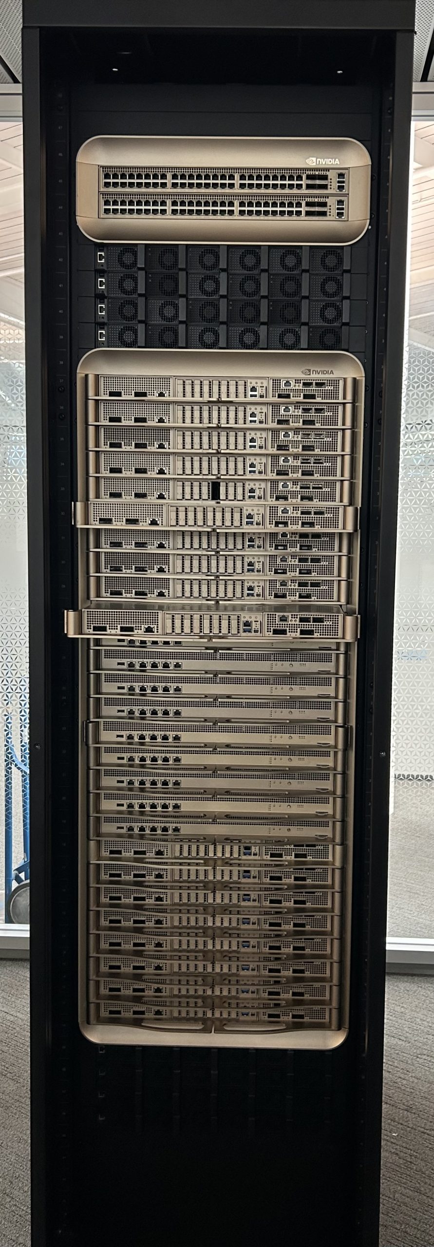 Nvidia DGX GB200 AI computing rack representing Nvidia acquisition of Hugging Face