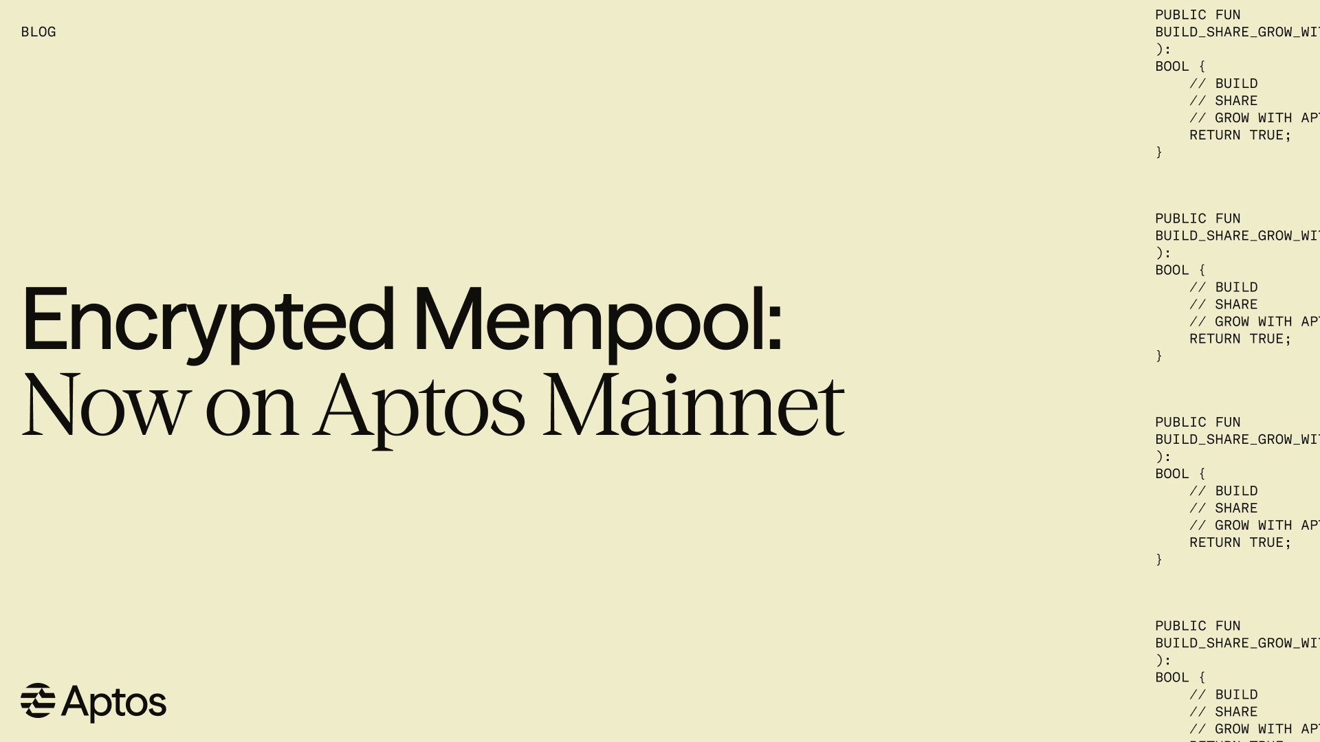 Aptos official encrypted mempool mainnet illustration showing protected transaction ordering