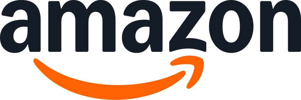 Amazon wordmark in dark blue with an orange smile arrow