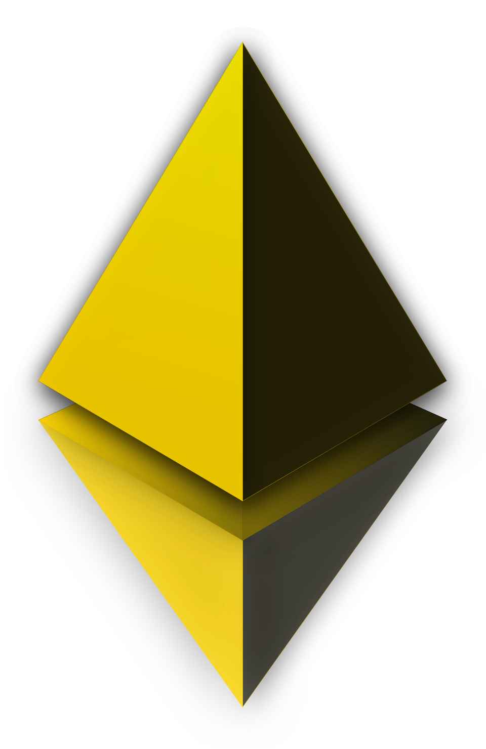 Black Ethereum diamond logo on a yellow background