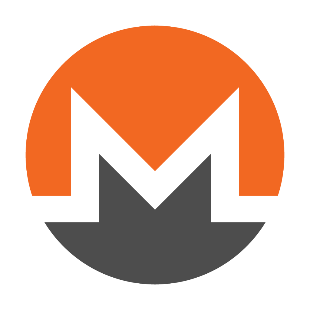 Orange and grey Monero symbol with a white M