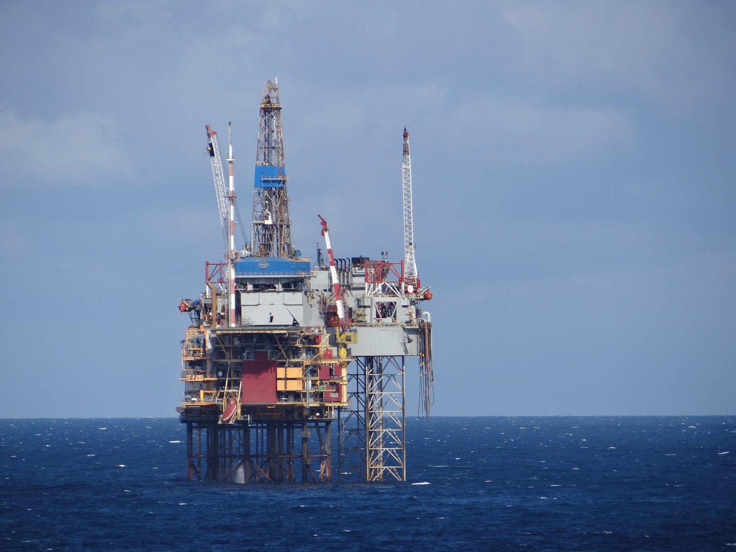 North Sea gas platform photographed from the water