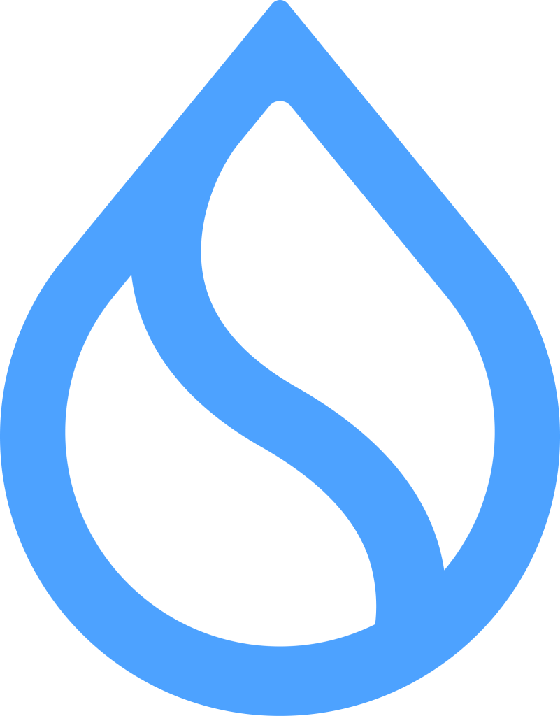 Sui Foundation light-blue droplet logo identifying the Sui network behind Hashi