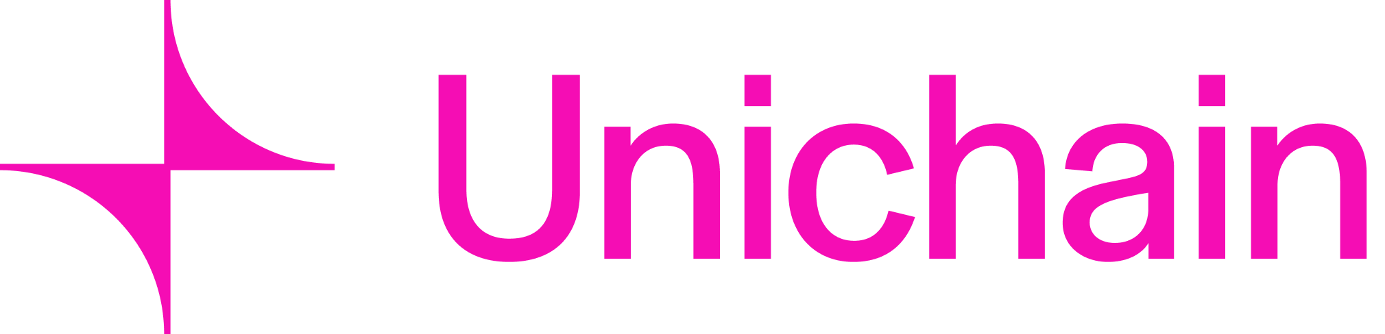 Official Unichain pink icon and wordmark identifying the network’s planned OP Enterprise migration
